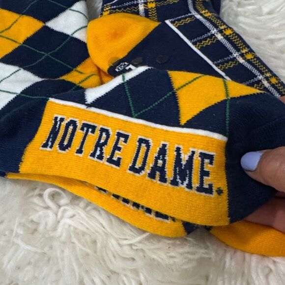 Kids NOTRE DAME Argyle and Plaid Socks Set - Navy and Yellow - Picture 6 of 6